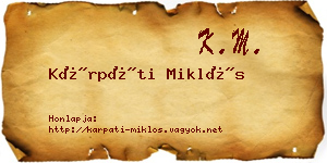 Kárpáti Miklós névjegykártya
